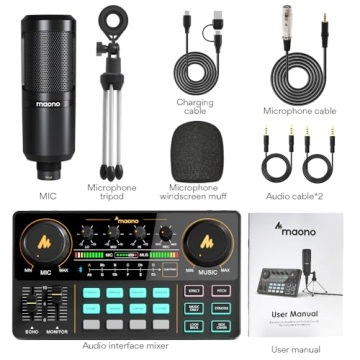 Podcast Equipment Bundle with Audio Mixer & Mic