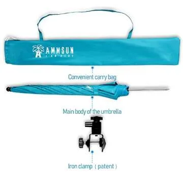 AMMSUN 43" Chair Umbrella Universal Clamp UPF 50+