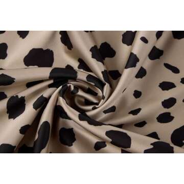 Soowalaoo High Waisted Leopard Midi Length Skirt Hidden Elasticized Waistband Silk Satin Summer Casual Trendy Ladies Skirts L