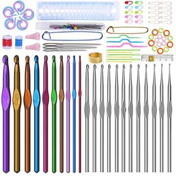 KOKNIT Crochet Hooks Set with Storage Case, Soft Grip Ergonomic Crochet Needles, Smooth Coloured Alu...