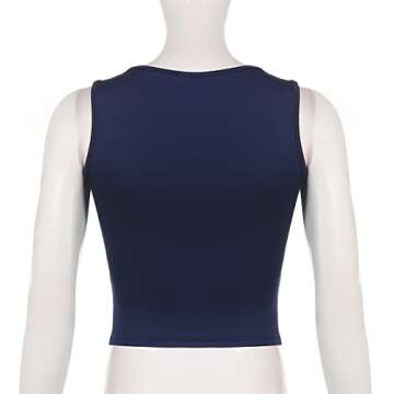 Meladyan Women Sexy Pleated Ruched Crop Tank Top Blue Square Neck Strappy Sleeve Cropped Vest Cami Shirt Clubwear