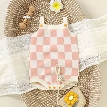 Cute Baby Girl Checkerboard Sleeveless Romper 0-24 Months