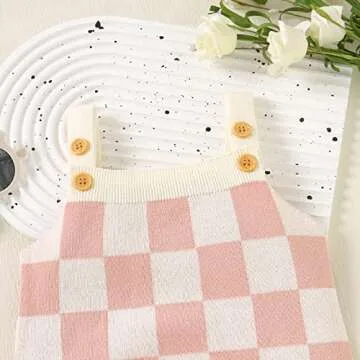 Cute Baby Girl Checkerboard Sleeveless Romper 0-24 Months