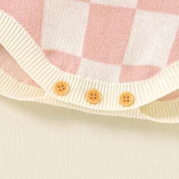 Newborn Baby Girl Summer Clothes Checkerboard Plaid Print Sleeveless Knitted Bodysuit Romper One Piece Jumpsuit Outfit (Light Pink, 18-24 Months)