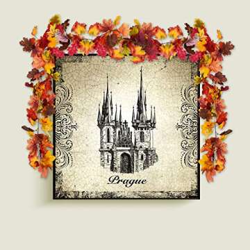 Sunm boutique 2 Pcs 5.9 ft/Piece Artificial Maple Leaf Garland, Fall Maple Garland, Hanging Fall Leave Vines Hanging Plants for Indoor Outdoor Autumn Door Fireplace Thanksgiving Festival Dinner Party