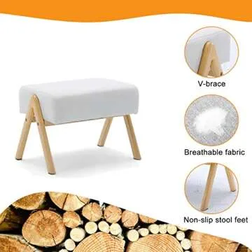 SDYEI Fabric Upholstered Rocking Chair with Ottoman, Midcentury Modern Accent Glider Rocker Chair with Thick Padded Cushion & Pillow for Living Room