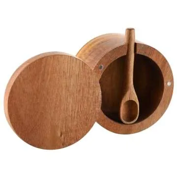 DGYLL Salt Cellar with Spoon in Acacia Wood