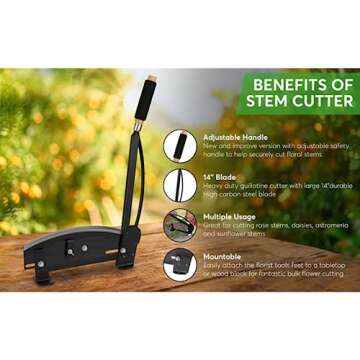 14-Inch Stainless Steel Flower Stem Cutter - Heavy Duty Bunch Cutter with Safety Lock - Perfect for Florists & Gardeners