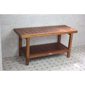 AquaTeak The Original 36" Spa Teak Shower Bench with Shelf & AquaTeak Premium Teak Oil