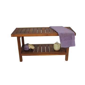 AquaTeak The Original 36" Spa Teak Shower Bench with Shelf & AquaTeak Premium Teak Oil