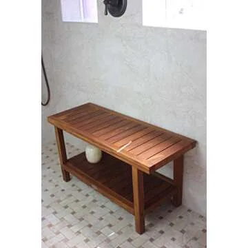 AquaTeak The Original 36" Spa Teak Shower Bench with Shelf & AquaTeak Premium Teak Oil
