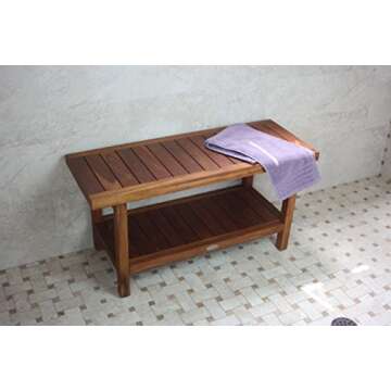 AquaTeak The Original 36" Spa Teak Shower Bench with Shelf & AquaTeak Premium Teak Oil