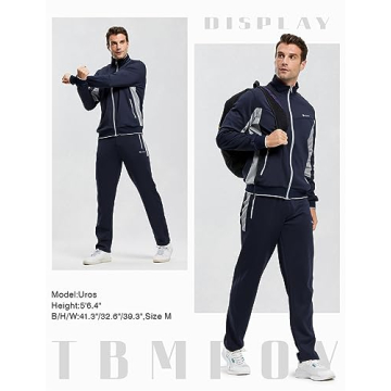 TBMPOY Men's Tracksuits Sweatsuits for Men Set Track Suits 2 Piece Casual Athletic Jogging Warm Up Full Zip Sweat Suits Navy/Grey XL