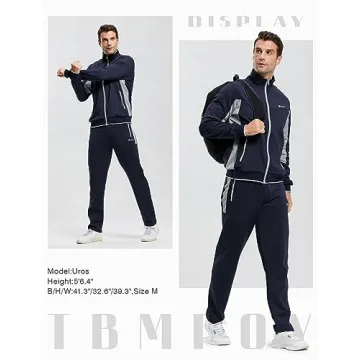 TBMPOY Men's Tracksuits Sweatsuits for Men Set Track Suits 2 Piece Casual Athletic Jogging Warm Up Full Zip Sweat Suits Navy/Grey XL