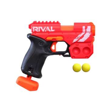 Nerf Rival Knockout XX-100 Blaster - Round Storage, 90 FPS Velocity, Breech Load - Includes 2 Official Rival Rounds - Team Red