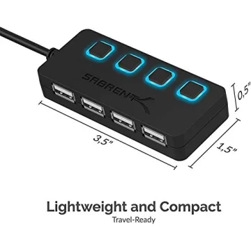 SABRENT 4 Port USB Hub with Individual Power Switches
