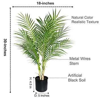 BESAMENATURE 30" Little Artificial Paradise Palm Tree Plant, Fake Tropical Palm Tree for Home Office Decoration