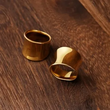 NVWAROCK Gold Wide Statement Band Ring for All
