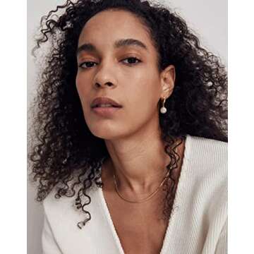 SOFYBJA Small Gold Huggie Hoop Earrings Shell Pearl Drop Dangle Post Earrings Hanging Lightweight Handmade Jewelry for women