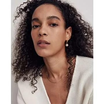 SOFYBJA Small Gold Huggie Hoop Earrings Shell Pearl Drop Dangle Post Earrings Hanging Lightweight Handmade Jewelry for women