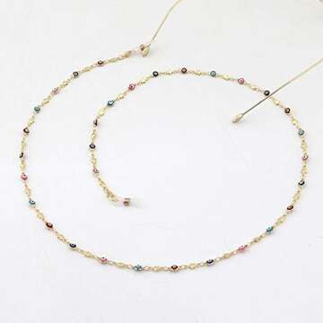 Colorful Evil Eyes Face Mask Holder Chain Lanyards Eyeglass Glasses Strap Around Neck Turkish Lucky Symbol Face Mask Retainer Necklace Accessory Anti-lost Mask Leash Jewelry-B star eye