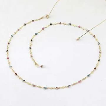 Colorful Evil Eyes Face Mask Holder Chain Lanyards Eyeglass Glasses Strap Around Neck Turkish Lucky Symbol Face Mask Retainer Necklace Accessory Anti-lost Mask Leash Jewelry-B star eye