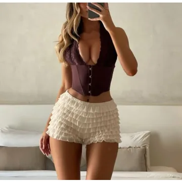 JINZIYINZI Y2K Lace Ruffle Layered Shorts for Women