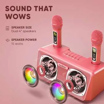 MASINGO Portable Karaoke Machine with Wireless Microphones
