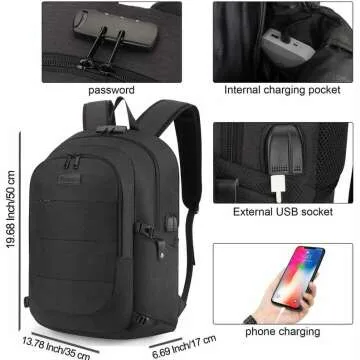 Tzowla Water Resistant Laptop Backpack with USB Port