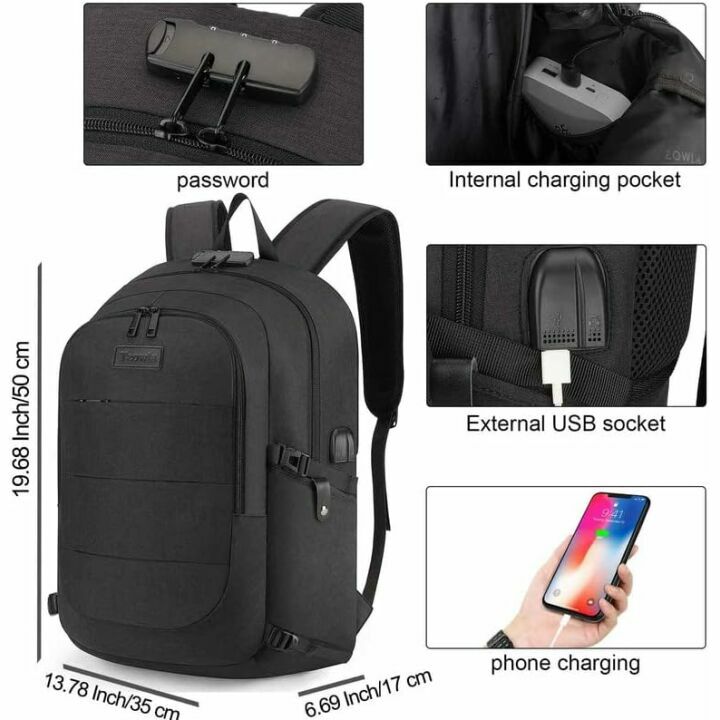 Tzowla Water Resistant Laptop Backpack with USB Port