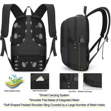 Tzowla Water Resistant Laptop Backpack with USB Port
