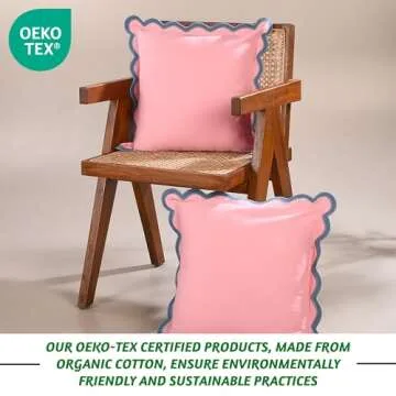 Folkulture Throw Pillows for Couch Pillows for Living Room, Pillow Covers 20x20, Set of 2 Boho Throw Pillows, Accent Pillows, Decorative Pillows, Scalloped Pillow Cover, Pink Throw Pillows