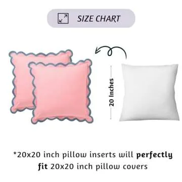 Folkulture Throw Pillows for Couch Pillows for Living Room, Pillow Covers 20x20, Set of 2 Boho Throw Pillows, Accent Pillows, Decorative Pillows, Scalloped Pillow Cover, Pink Throw Pillows