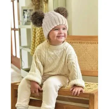 FURTALK Toddler Girls Boys Winter Hat Kids Pom Pom Beanie Hats Baby Faux Fur Pom Beanies Warm Soft Toddler Hats