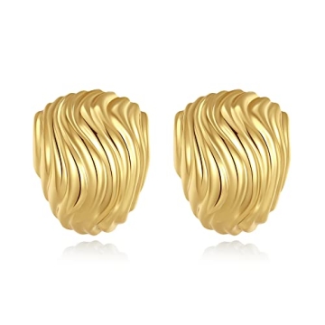 Trendy Anten Pink Big Chunky Gold Earrings for Women