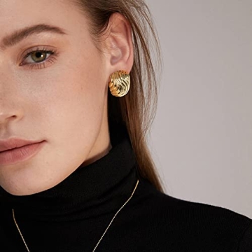 Trendy Anten Pink Big Chunky Gold Earrings for Women