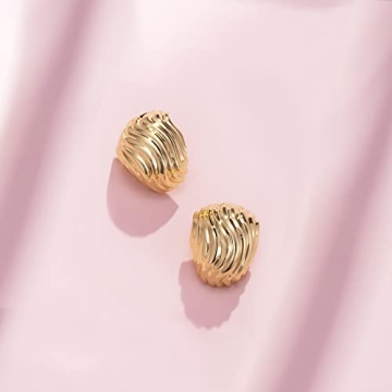 Trendy Anten Pink Big Chunky Gold Earrings for Women