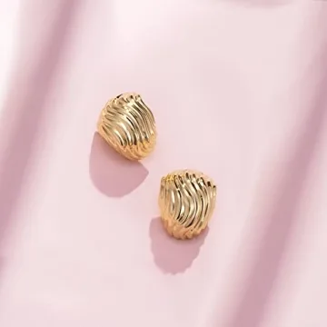 Trendy Anten Pink Big Chunky Gold Earrings for Women