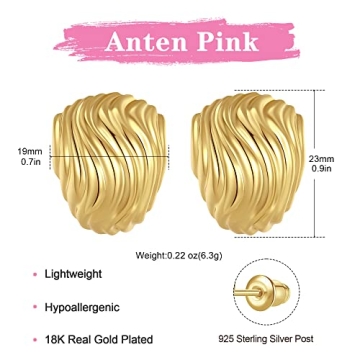 Trendy Anten Pink Big Chunky Gold Earrings for Women