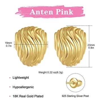 Trendy Anten Pink Big Chunky Gold Earrings for Women