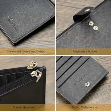 Travelambo RFID Wallet Women Large Size Bifold Multi Card Wallet Case with Zipper Pocke Credit Card Holder for Women