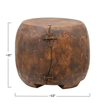 Hand-Carved Mango Wood Pedestal with Unique Design