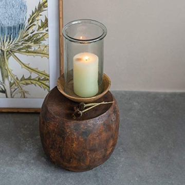 Hand-Carved Mango Wood Pedestal with Unique Design