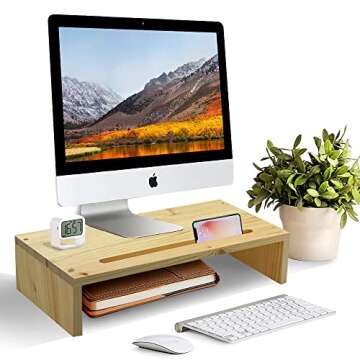 Uniture Wood Monitor Stand - Versatile Storage & Ergonomic Design