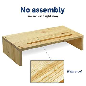 Uniture Wood Monitor Stand - Durable Desktop Organizer