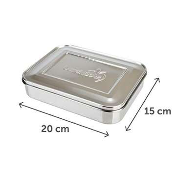 LunchBots Large Trio Stainless Steel Lunch Container -Three Section Design for Sandwich and Two Side...