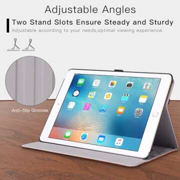 ZtotopCases for iPad 6th/5th Generation 9.7 Inch 2018/2017 iPad Air 2 & 1 Case, Premium PU Leather Business Folding Cover with Auto Wake/Sleep, Multiple Viewing Angles for iPad Air 2nd/1st Gen, Brown