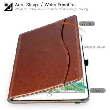 ZtotopCases for iPad 6th/5th Generation 9.7 Inch 2018/2017 iPad Air 2 & 1 Case, Premium PU Leather Business Folding Cover with Auto Wake/Sleep, Multiple Viewing Angles for iPad Air 2nd/1st Gen, Brown