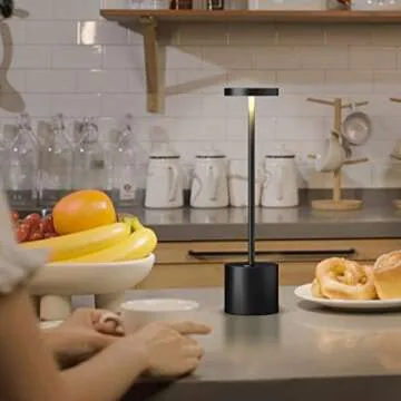 JALVDE Cordless Rechargeable Battery Operated Dining Table Lamp 6000 mAh LED Desk Lamps 13.5 inches ...