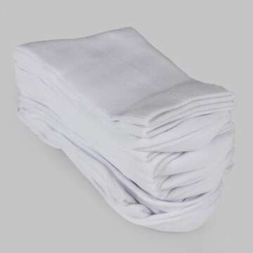 COTTON DAY Unisex Little Kids Youth Boys Girls Soft Cotton Crew School Dress Socks 6 Pack 4-6 Years Ribbed White S (6)